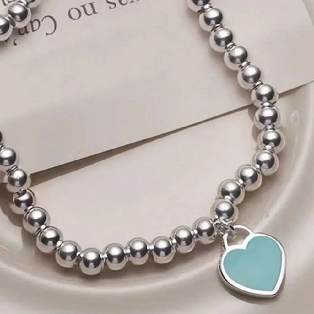 ✨🆕✨ Elegant BoHo Silver Beaded Heart 🩵 🩷 Charm Bracelet✨